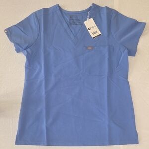 NWT FIGS Catarina One-Pocket Scrub V-Neck in Light Blue Size Small